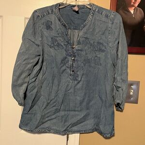 Chico's Gray Blue  Blouse Chicos size small